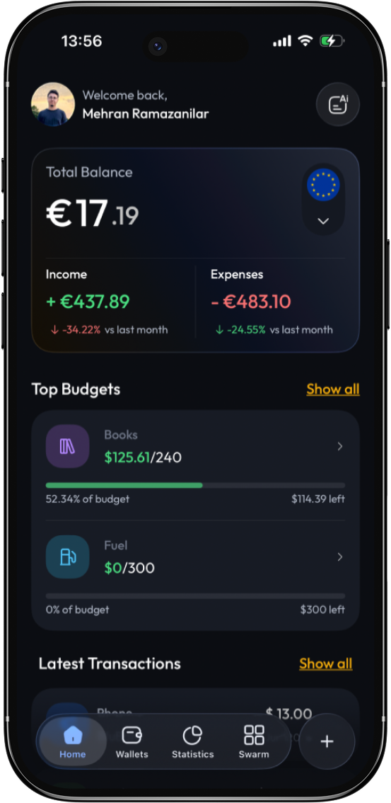 Penny Pilot Home Screen UI